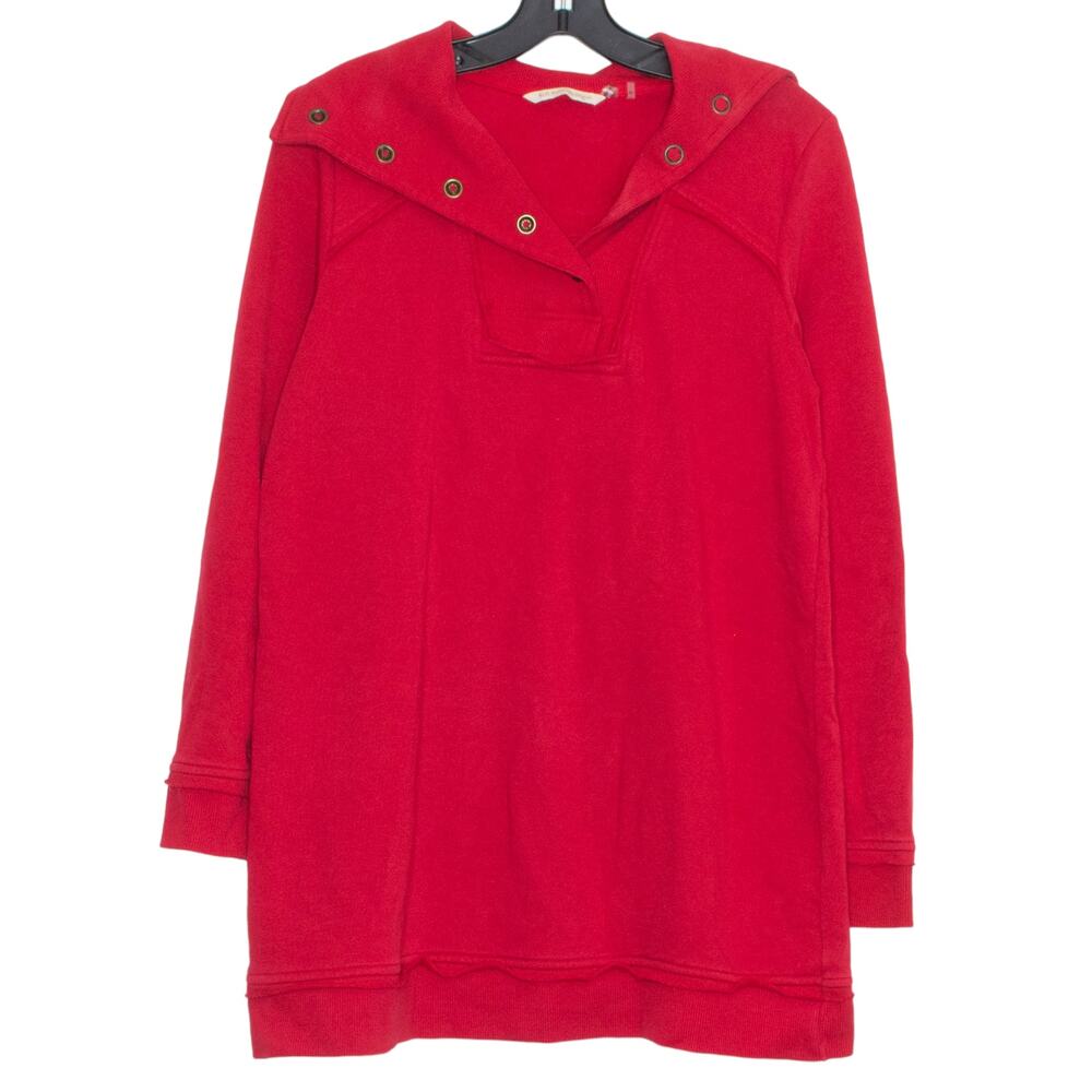 Soft Surroundings Sweatshirt Coastal Athleisure Preppy Nautical Cozy Red Medium